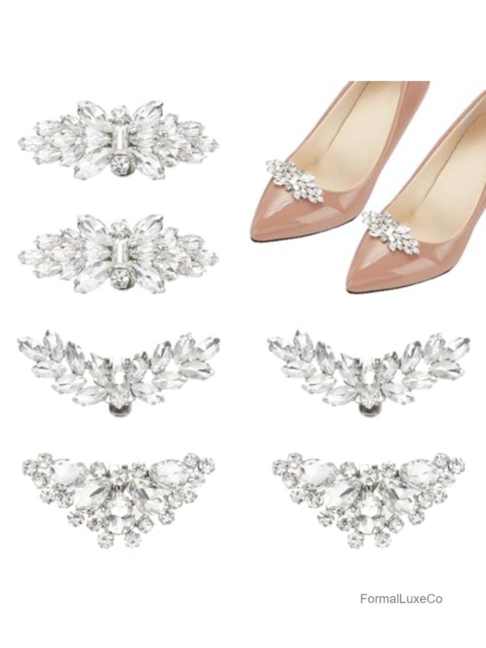 Rhinestone Shoe Clips Crystal Detachable Buckles Wedding Shoe Charms